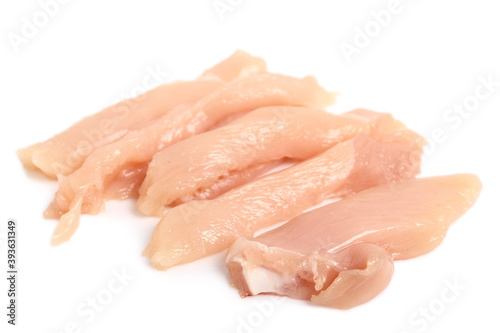 Chicken breast strips. Isolated on a white background.