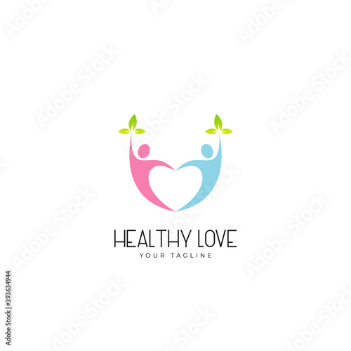 Healthy relationships  love   Logo Design Symbol Template Flat Style Vector Illustration