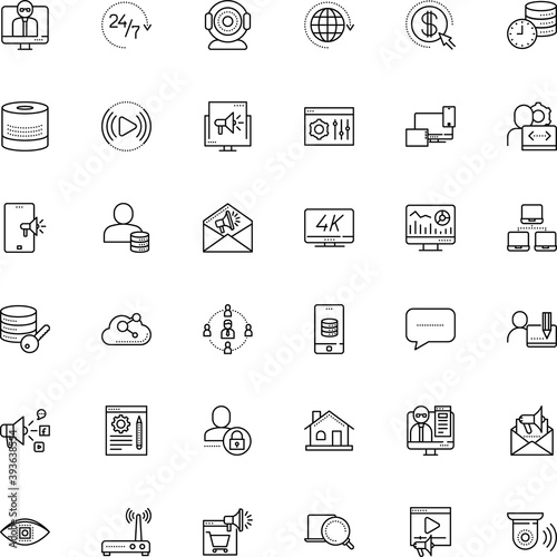 internet vector icon set such as: 4k, e-learning, switch, shop, study, address, closed, analyzing, chip, liquid, geography, music, optical, residential, dialog, mortgage, per, minute, center