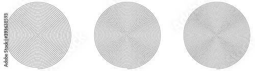 Simple thin line spirals forming circle, different density versions