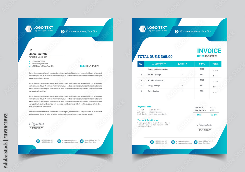 Letterhead Or Invoice Set Template Design Letterhead Or Invoice Set Template Design