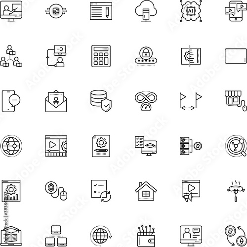 internet vector icon set such as: zoom, math, e-learning, mind, pc, padlock, cash, setting, lens, engine, production, real, time, heart, template, student, gold, contemporary, bug, emblem, sms