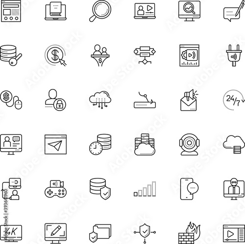 Fototapeta Naklejka Na Ścianę i Meble -  internet vector icon set such as: cinema, duty, closed, rechargeable, shielding, rate, flow, real, center, hardware, hd, tracking, novel, creative, electric, objective, folder, logic, low, meeting