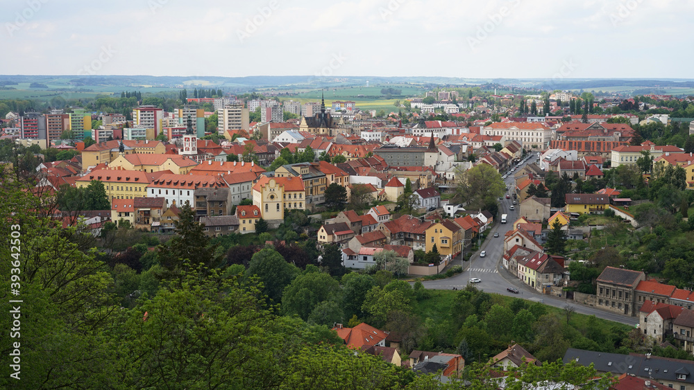 Slany historic town aerial panoramic view, cityscape concept, Czech Republic