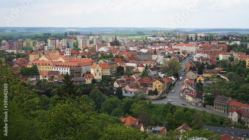 Slany historic town aerial panoramic view, cityscape concept, Czech Republic