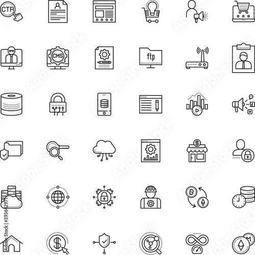 internet vector icon set such as: list, engine, facade, industrial, vpn, black, focus, monitor, contractor, hard hat, clip, closed, exploration, corporate, useful, stream, silhouette, enter