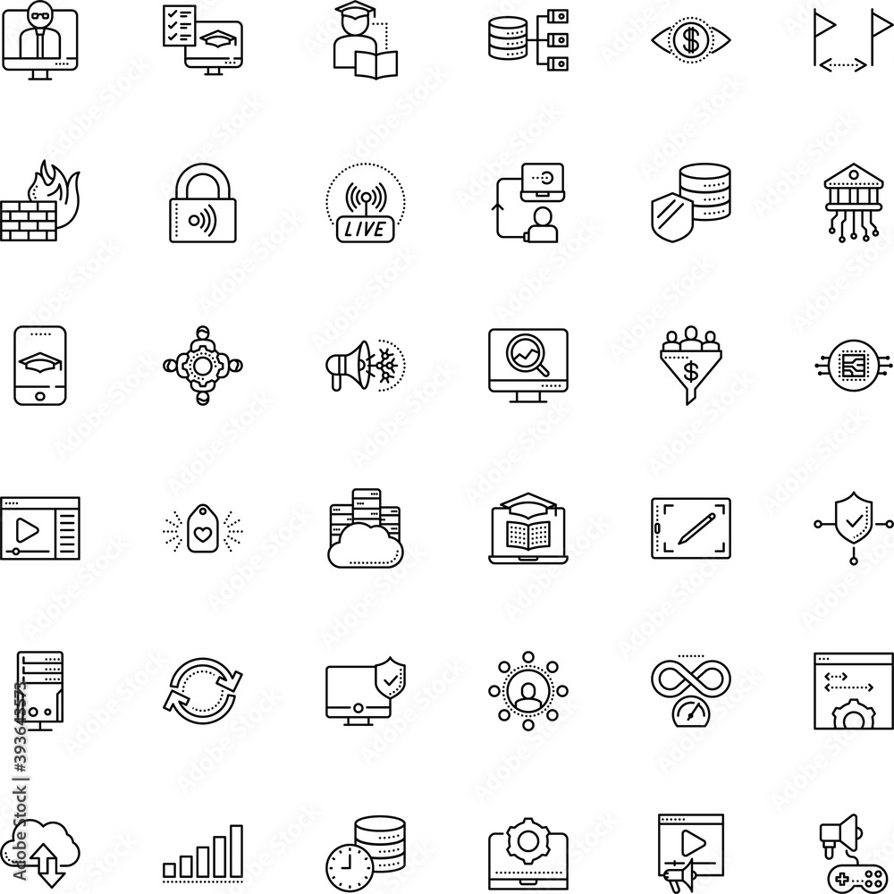 Fototapeta premium internet vector icon set such as: drawing, partner, cellphone, chart, lite coin, light, recycle, linear, love, code, gear, pointer, meter, brand, controller, signal, cooperation, leadership, refresh