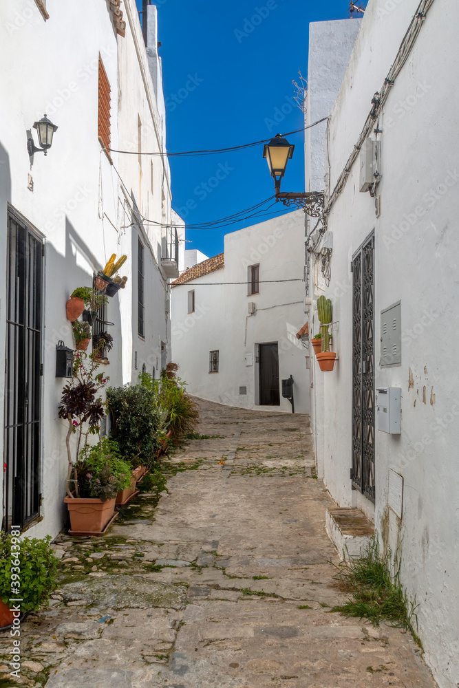 Typical street of Vejer de la Frontera, Andalusia, Spain