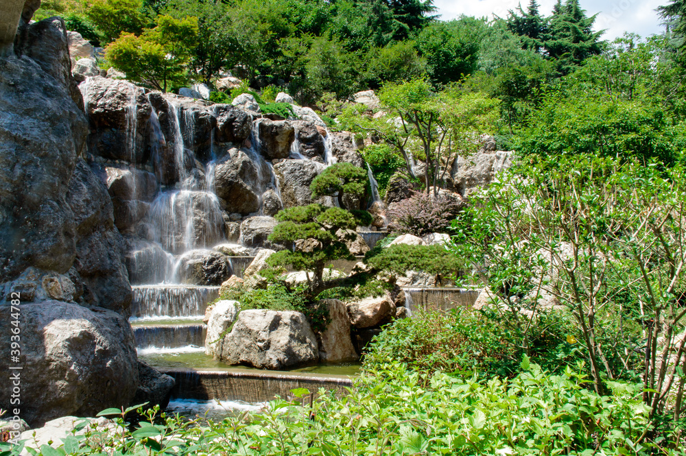 beautiful waterfall in the park