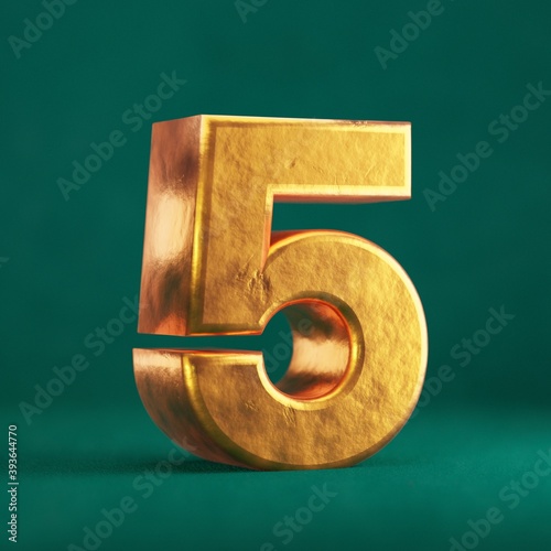 Fortuna Gold Number 5 on Tidewater Green background.