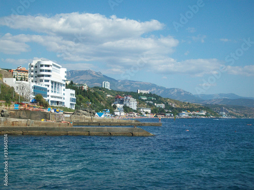 Crimea, Alushta. The sea, the mountains, the promenade.