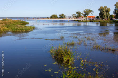 blue lake Tidan in Mariestad leads to lake Vaenern, famous attraction in Sweden, Europe photo