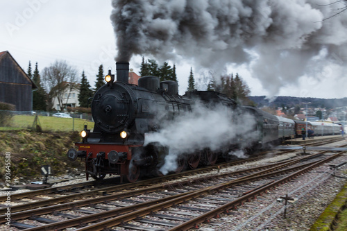 Fototapeta Naklejka Na Ścianę i Meble -  Preußische Dampflok in Gammertingen im Jahr 2013 (Hohenzollern). Prussian steam locomotive.