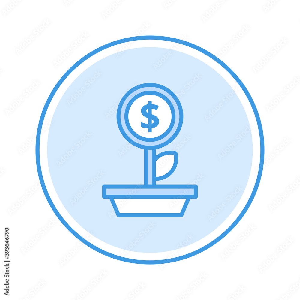 investment icon vector illustration. investment icon blue circle design.