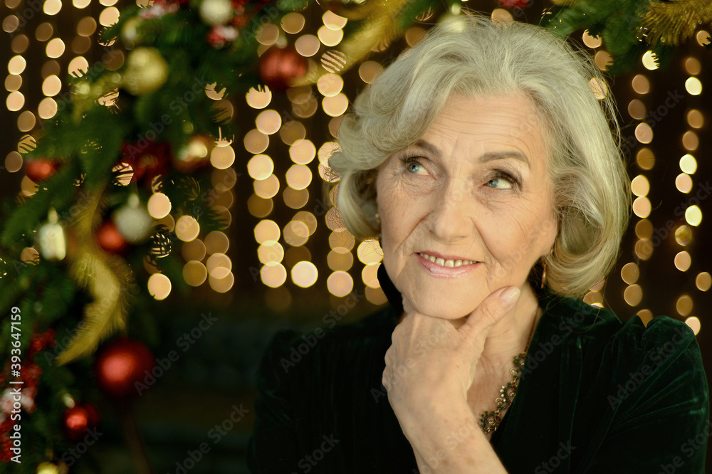 Portrait of senior woman posing on Christmas eve Portrait of senior woman posing on Christmas eve