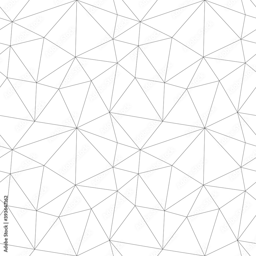 Abstract seamless polygonal background with thin black lines. White background with a geometric pattern. Wallpaper for the site, covers of notebooks, books and magazines. Vector stock illustration