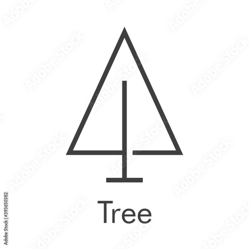 Árbol de navidad. Símbolo abeto. Logotipo árbol abstracto en forma de triángulo con lineas en color gris