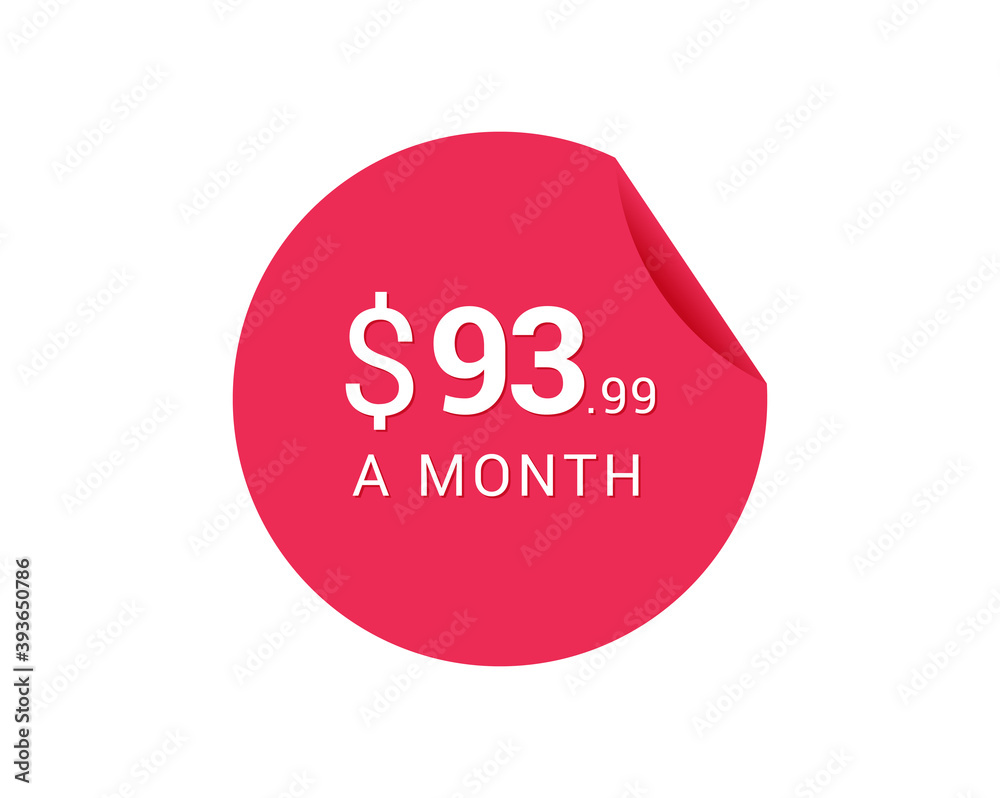 Monthly $93.99 US Dollars icon, $93.99 a Month tag