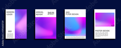 Set of covers design templates with blurred background. Trendy modern design. Vector templates for annual report, poster, flyers, and cover. Vector illustration.