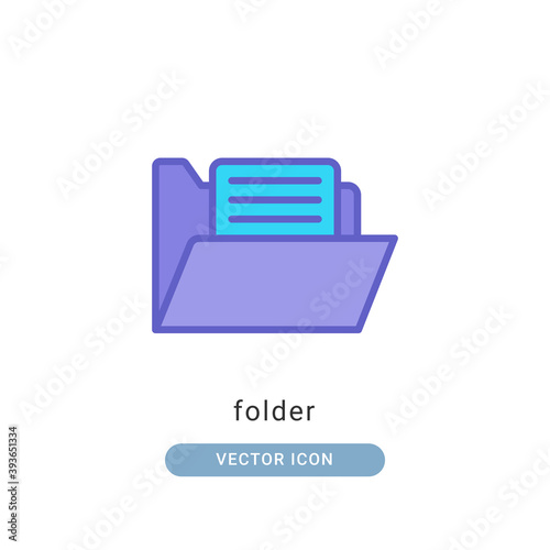 folder icon vector illustration. folder icon lineal color design.