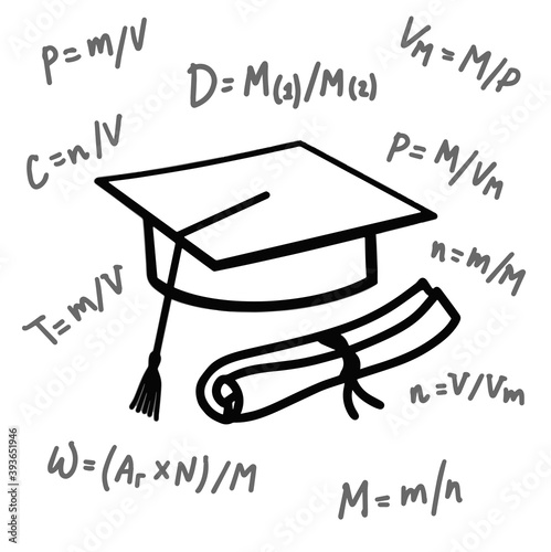 Square academic cap. Graduate's cap icon. Element of science icon for mobile concept and web apps against the backgroundformulas in physics. Thin line graduate's cap icon can be used for web and
