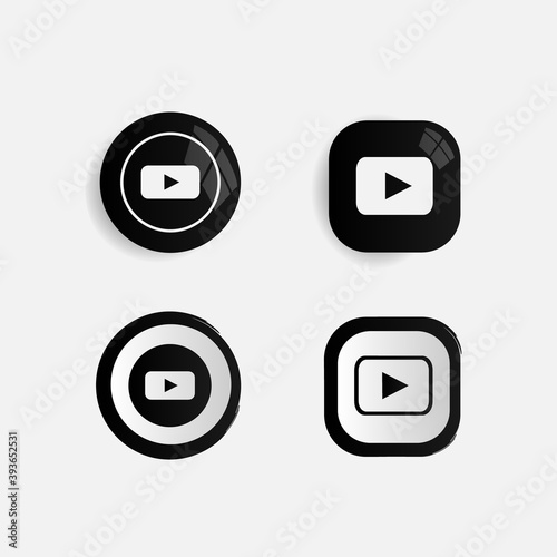 Set of icon video player collection design isolated