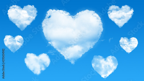 heart clouds on blue sky illustration