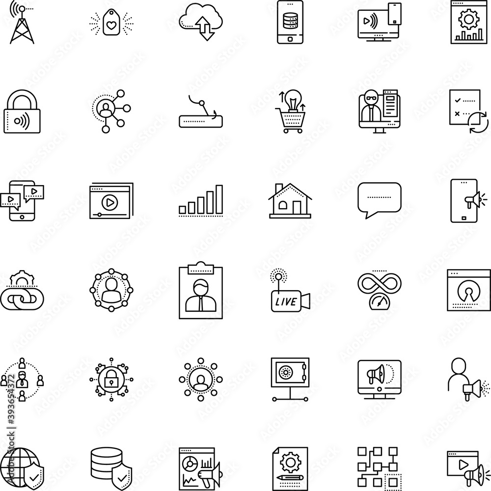 internet vector icon set such as: group, lecture, maximum, wave, clipboard, test, growth, 24th live stream video, isometric, hacker, climate, module, homepage, adaptable, keyless, presentation