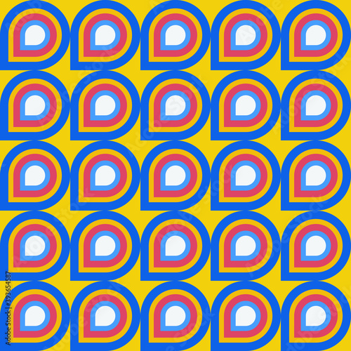 Abstract colorful seamless disco vector ornament, 70s 80s pop art bright wallpaper, geometric background, seamless vector pattern