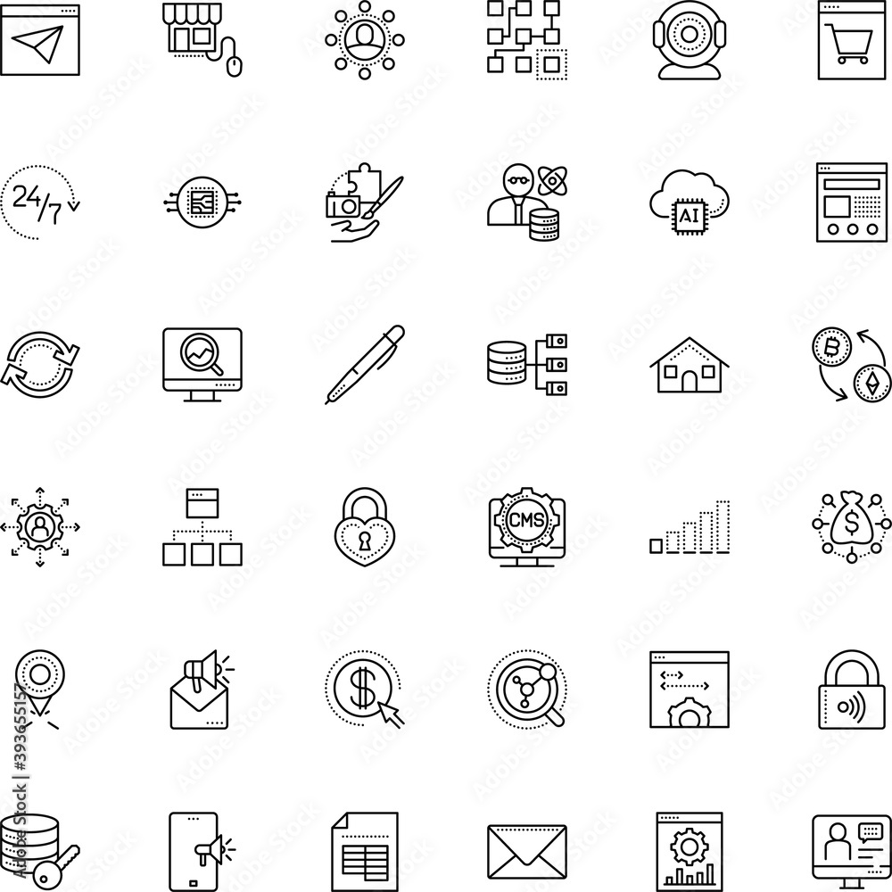 internet vector icon set such as: mining, filled, idea, secure, book, pencil, post, collaboration, building, glass, food, affiliate, navigation, look, dollar, cash, recharge, frame, front, postal