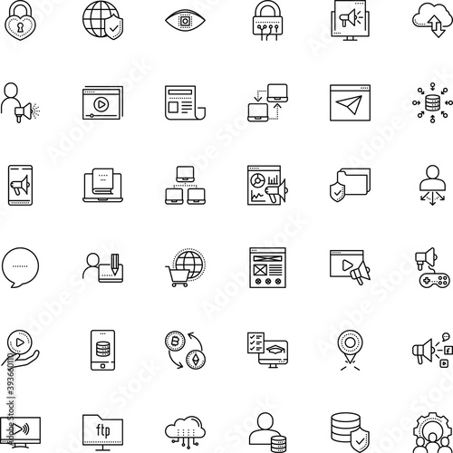 internet vector icon set such as: dialog, pen, slider, questionnaire, behaviour, metal, fun, desk, gps, uploading, growth, headline, privacy, speak, link, client, administrator, padlock