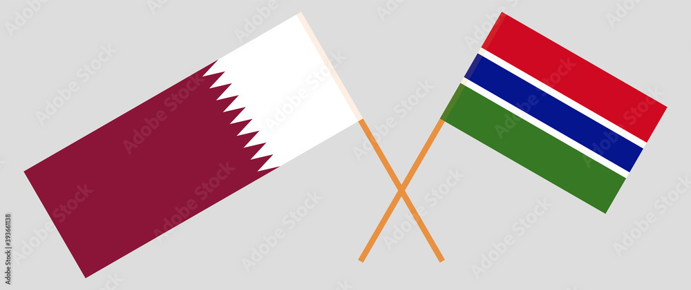 Crossed flags of the Gambia and Qatar Crossed flags of the Gambia and Qatar
