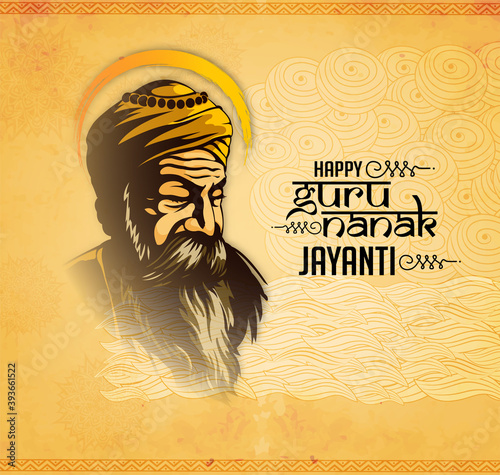 illustration of Happy Gurpurab, Guru Nanak Jayanti festival of Sikh celebration background