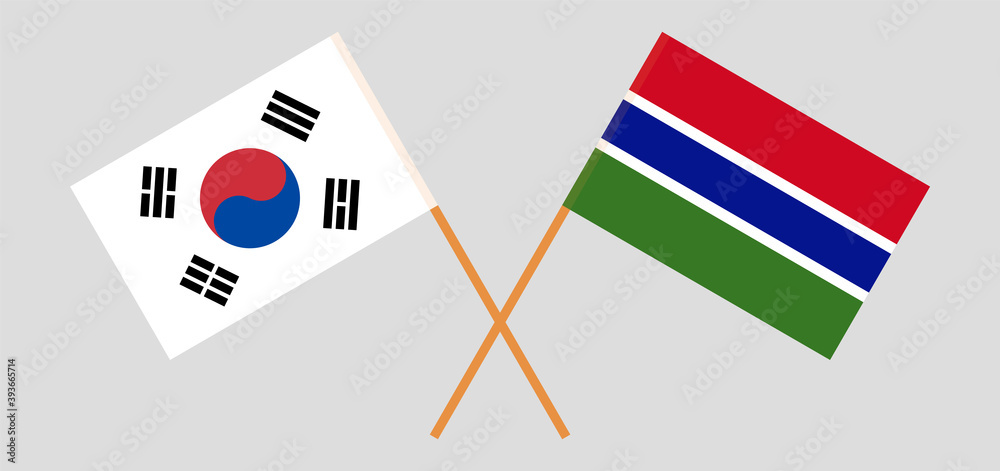 Crossed flags of the Gambia and South Korea Crossed flags of the Gambia and South Korea