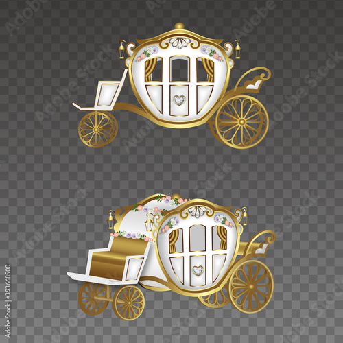 Gold and white wedding carriages illustration