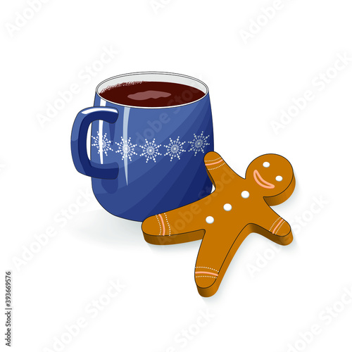 A cup of cocoa. Marshmallow. Gingerbread. Merry Christmas and Happy New Year.