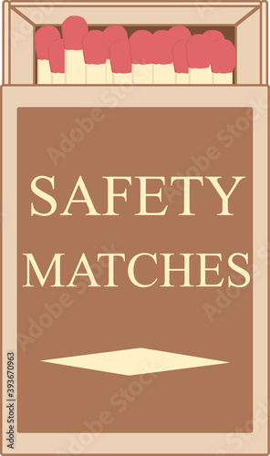 image of an open box with safety matches in beige and red colors