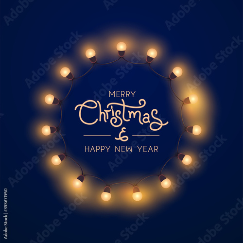 Christmas holiday lights background. Vector illustration