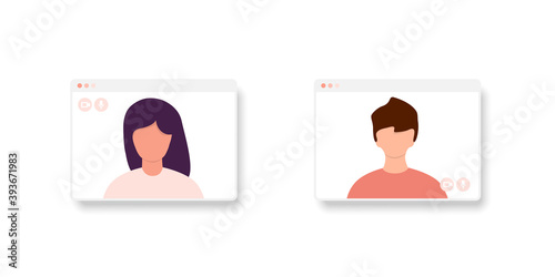 Video conference call. Online webinar. Vector illustration
