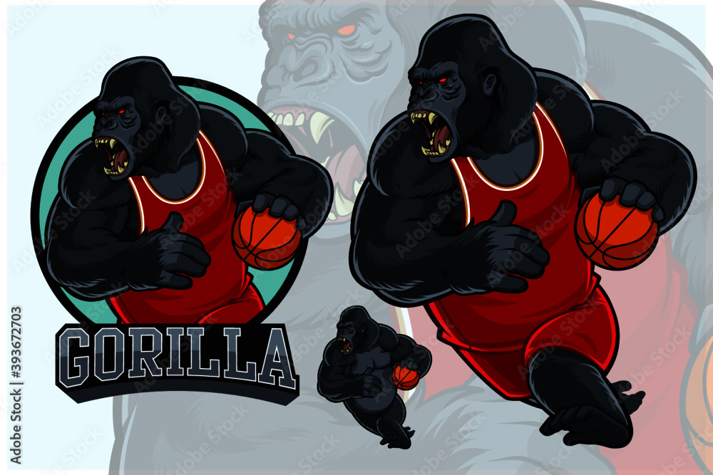 Gorilla Mascot for Basketball Team Stock-Vektorgrafik | Adobe Stock