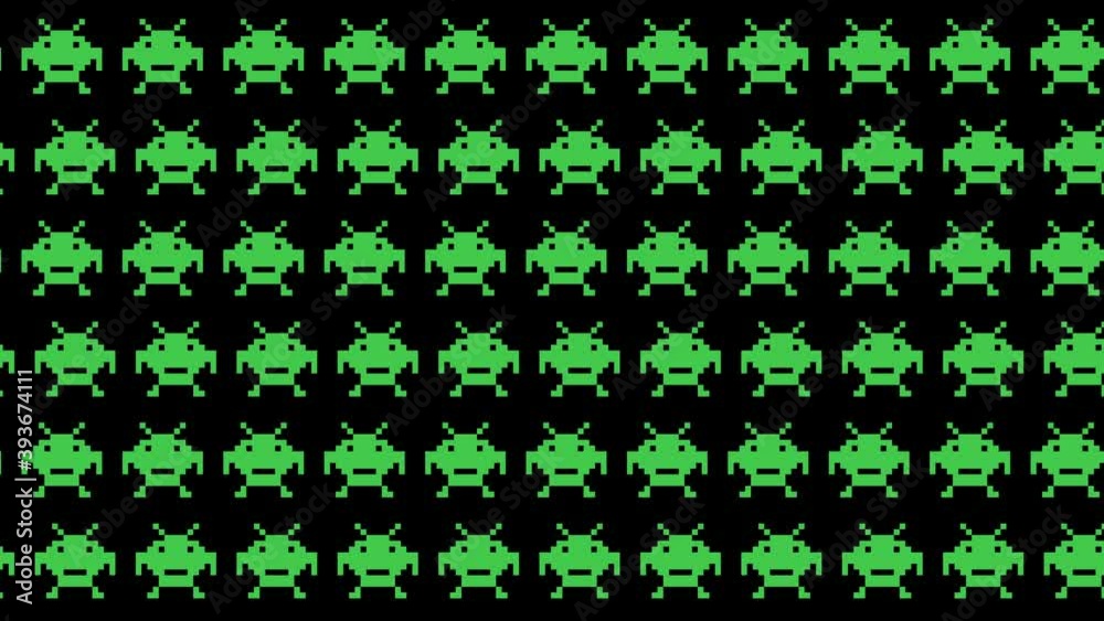 pixel monster animated background patterns.4K video.