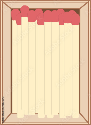 image of an open box with matches in beige and red colors