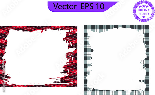 Rectangle brush borders and frames, pattern geometric vintage frame, design plaid tartan, transparent background.