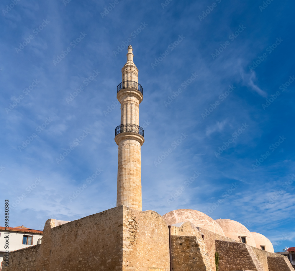 The Neratze mosque (originally Santa Maria Church and convent) in the old town of Rethymno (also Rethimno, Rethymnon), Crete, Greece.