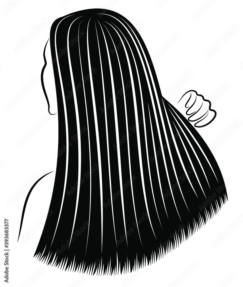 Straight beautiful girl hair. The lady is beautiful and stylish. Lamination and keratin hair straightening. Vector illustration. Straight beautiful girl hair. The lady is beautiful and stylish. Lamination and keratin hair straightening. Vector illustration.