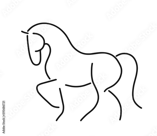 Vector line icon cute horse