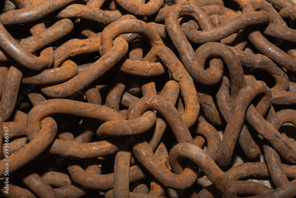 Chains. Closeup of metallic rusty heavy chains Chains. Closeup of metallic rusty heavy chains