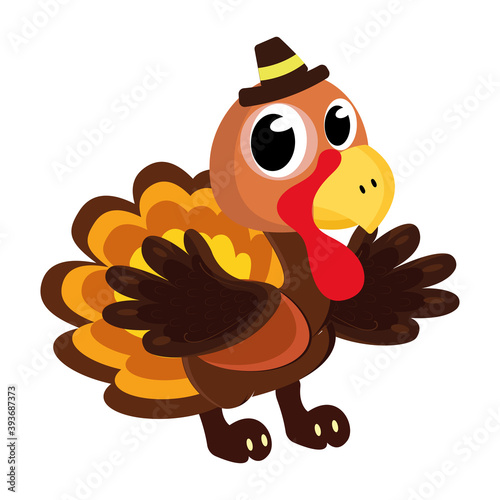 Cartoon of a turkey kawaii - Vector illustration
