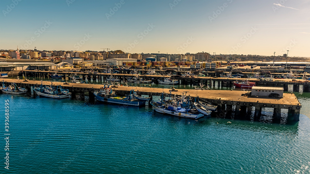 A view across the port of Leixoes, near to Porto, Portugal in the early morning light