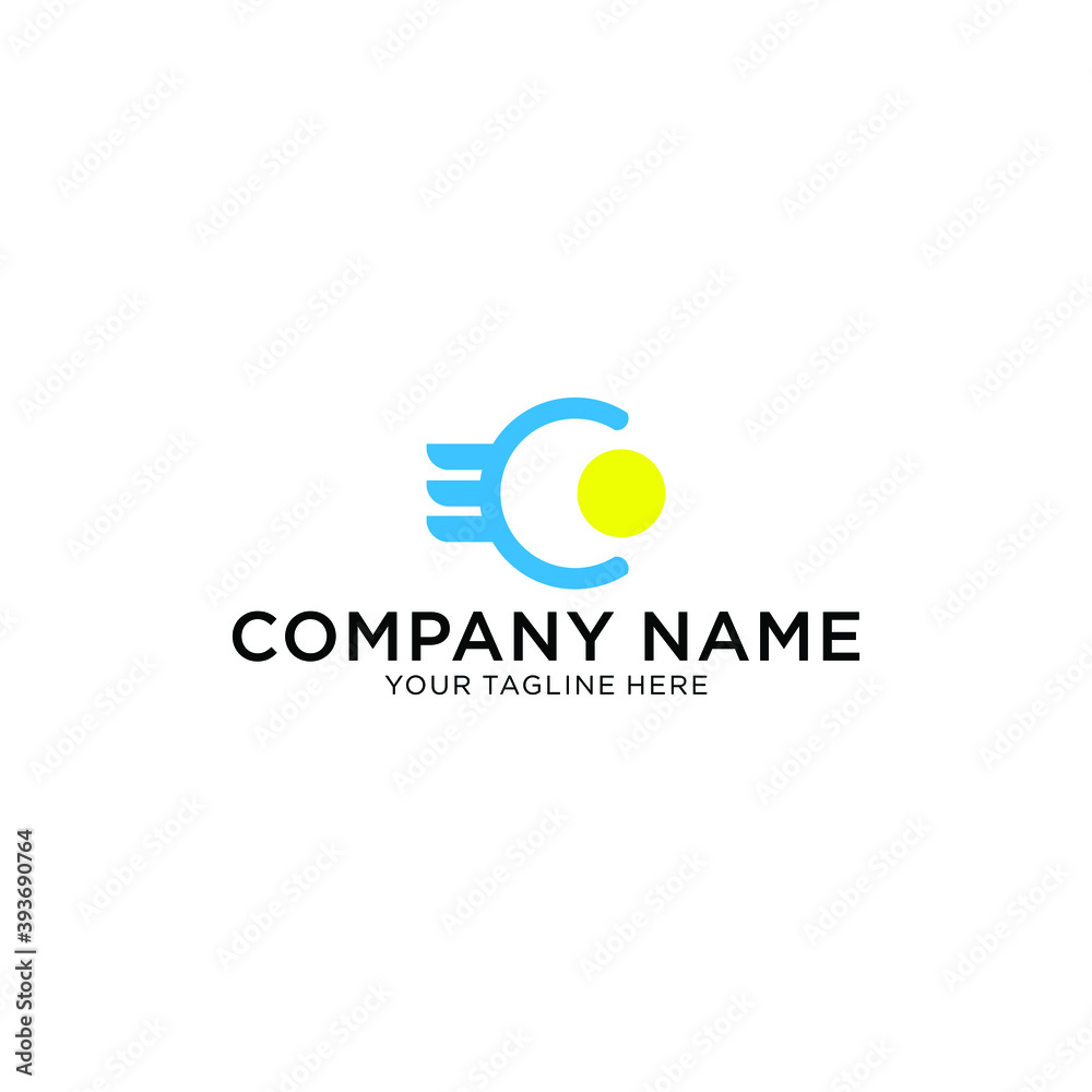 Letter C Negative Space Logo Design Template